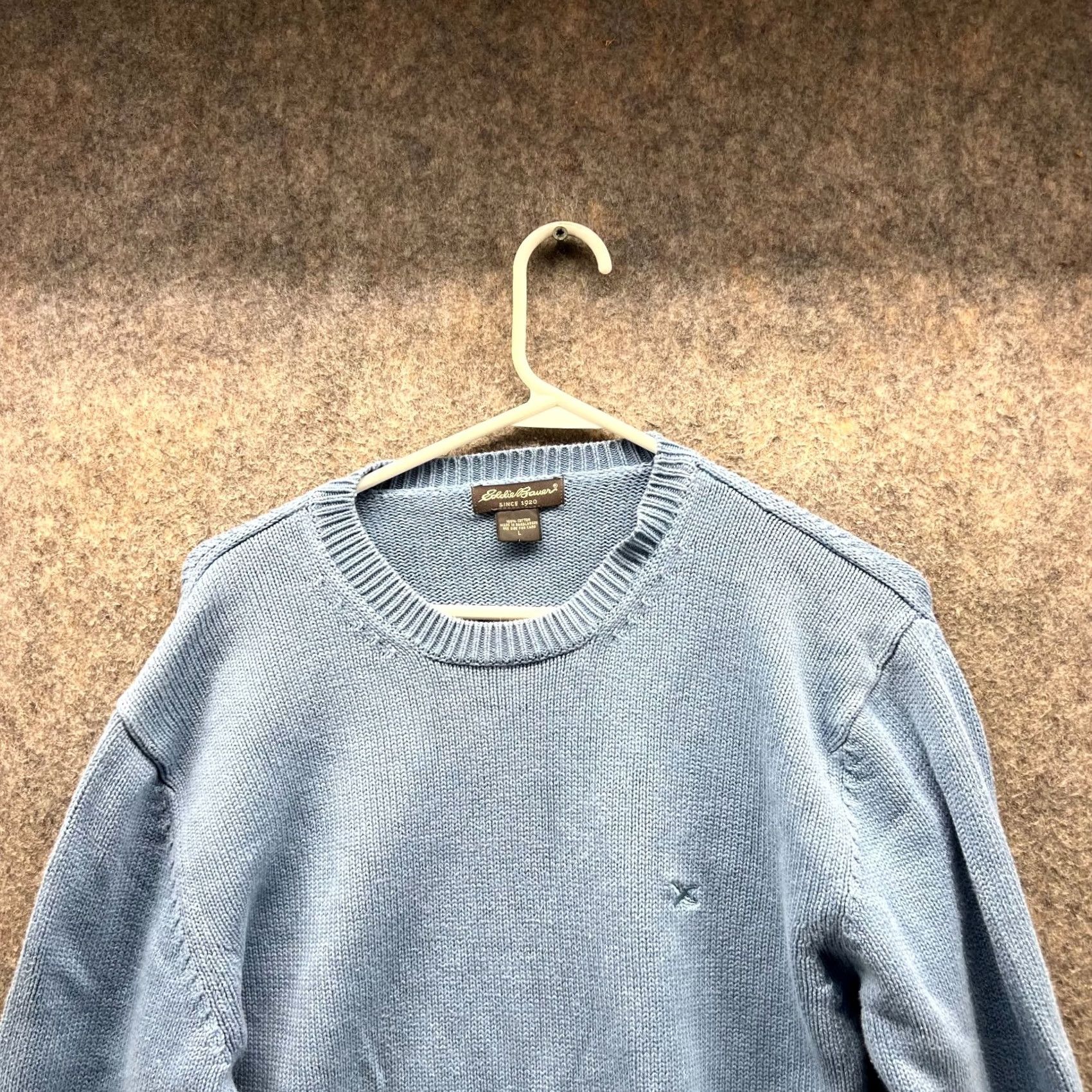 Eddie Bauer VINTAGE Eddie Bauer Sweater Men Large Blue Crewneck Pullover Fleece Cotton Knitted Size US L / EU 52-54 / 3 - 4 Thumbnail