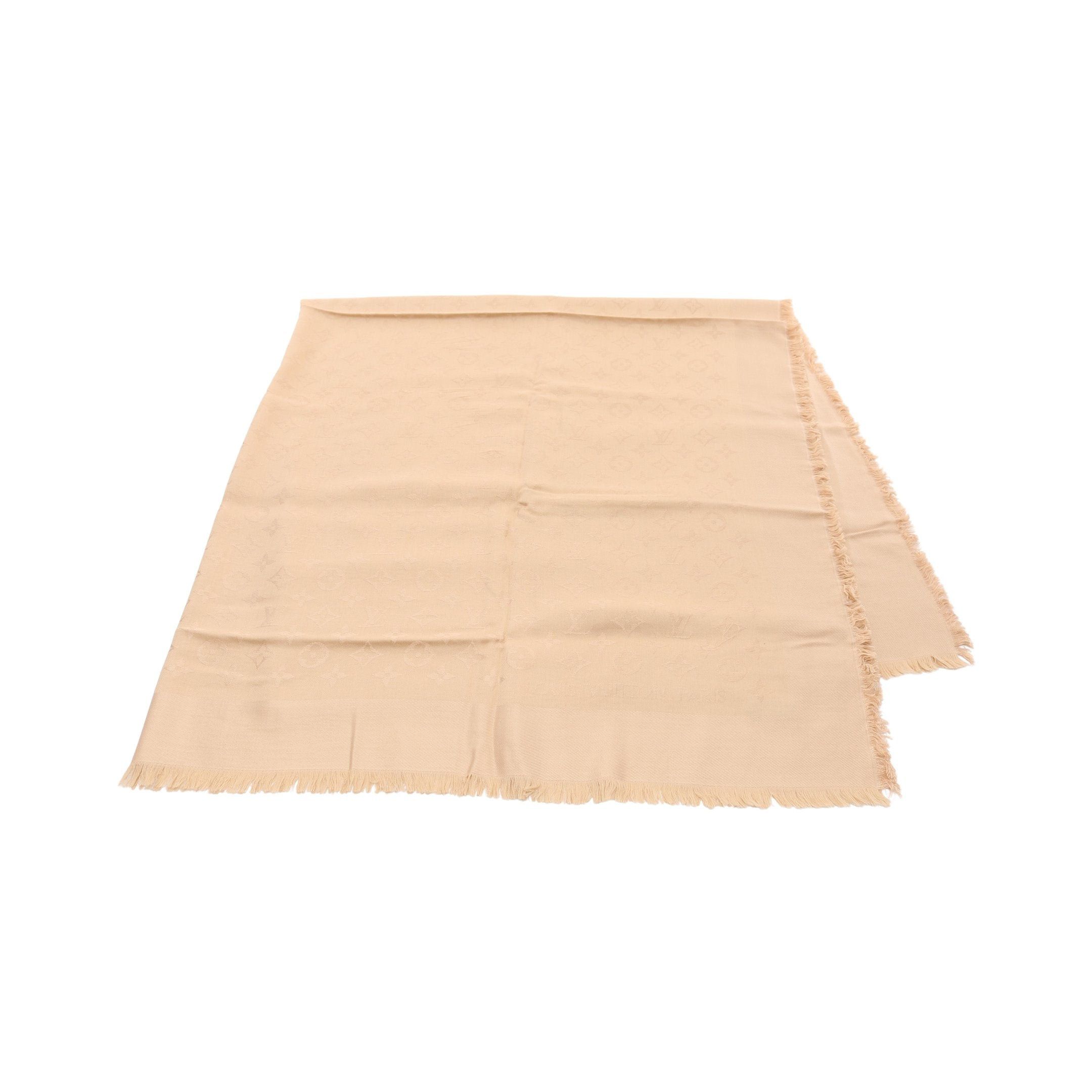 Louis Vuitton Louis Vuitton Shawl Monogram Scarf Silk Wool Beige Size ONE SIZE - 1 Thumbnail