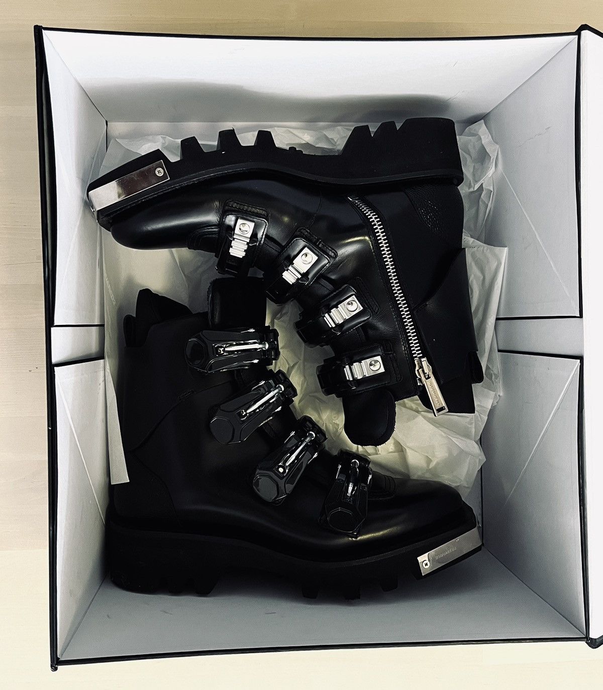Dsquared2 Dsquared2 Black Leather Robot/ Military Style Boots Size US 11 / EU 44 - 4 Thumbnail