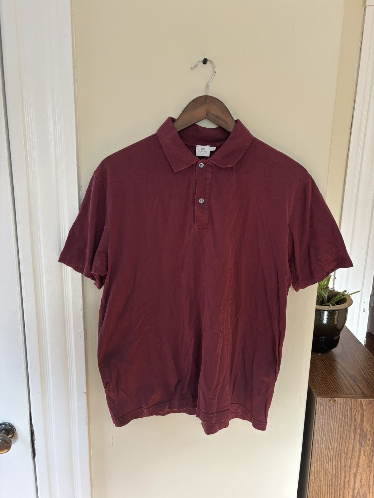 Sunspel Cotton Polo Shirt England (Burgundy/Red) Size US M / EU 48-50 / 2 - 1 Thumbnail