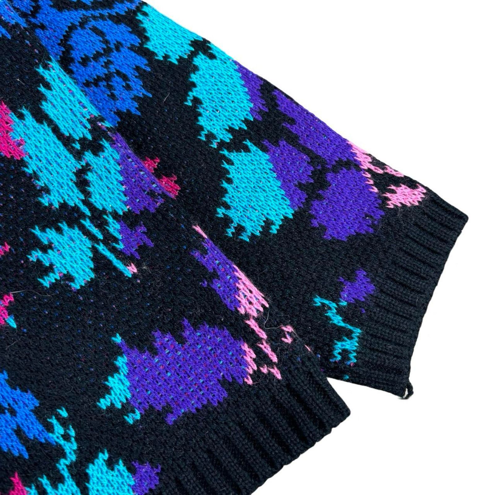 American Retro × Vintage 80s Neon Floral Knit Coquette Sweater Womens Size M Size M / US 6-8 / IT 42-44 - 3 Thumbnail