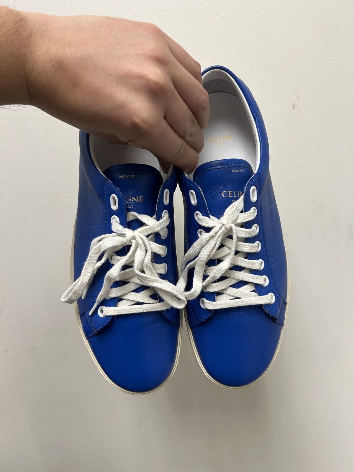 Celine WB! Triomphe Logo Perforated Sneakers Size US 9 / EU 42 - 4 Thumbnail