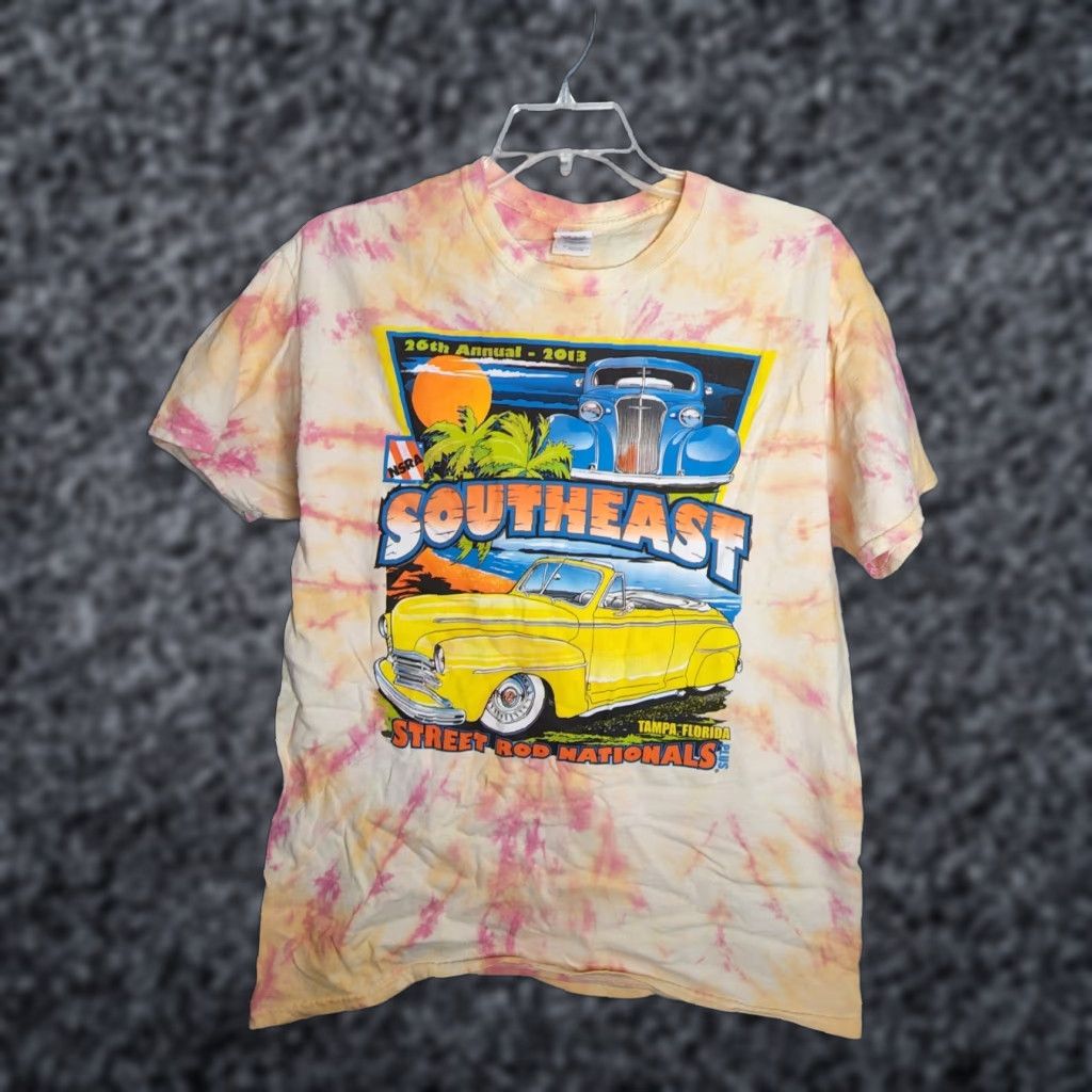 Gildan Mens L 2013 National Street Rod NSRA Tampa FL T-shirt Double Sided Tie Dye NSRA Street Rod Cars Logo Gildan T-Shirt Size US L / EU 52-54 / 3 - 1 Thumbnail
