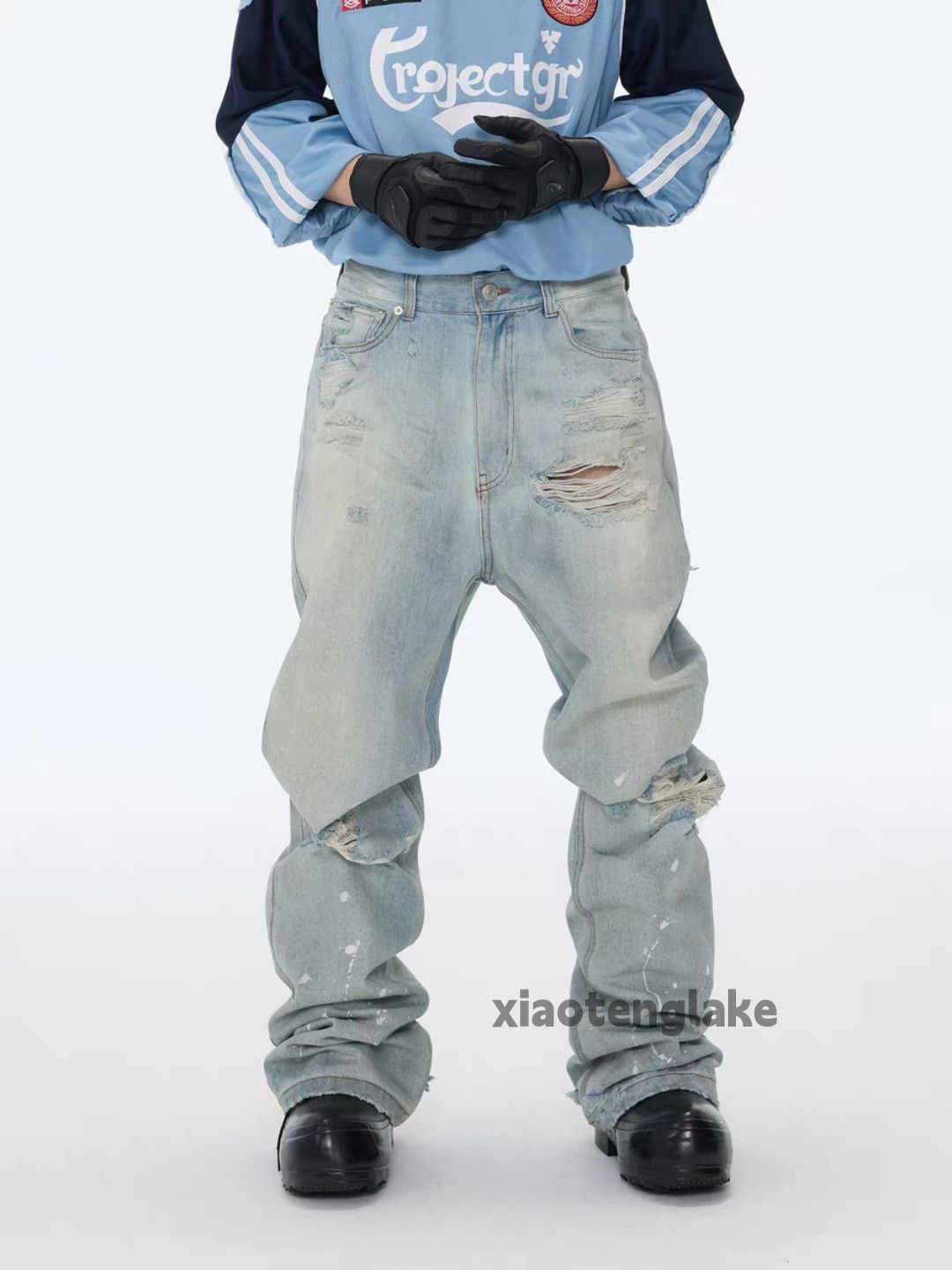 Jean Utility washed faded skate hiphop stain paint grunge Jeans Size US 34 / EU 50 - 2 Thumbnail