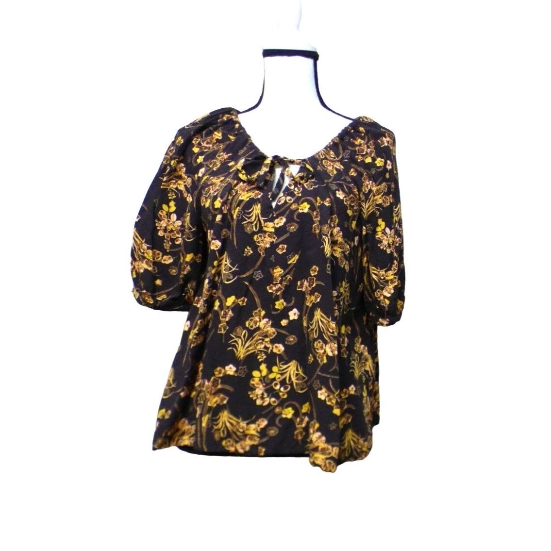 Treasure & Bond Treasure & Bond Women’s Elbow Sleeve Printed Peasant Top, Br Size XS / US 0-2 / IT 36-38 - 3 Thumbnail