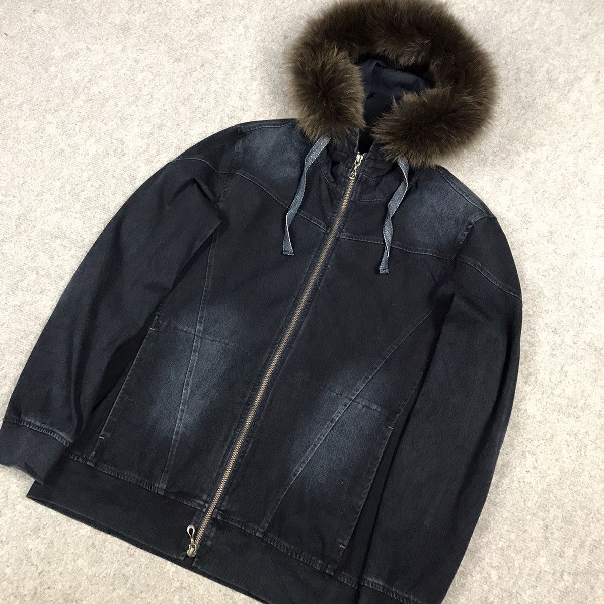 If Six Was Nine × Le Grande Bleu (L.G.B.) × Nicole Club NICOLA CLUB MAN JAPAN BLUE INDIGO FUR HOODIES JACKET Size US M / EU 48-50 / 2 - 4 Thumbnail