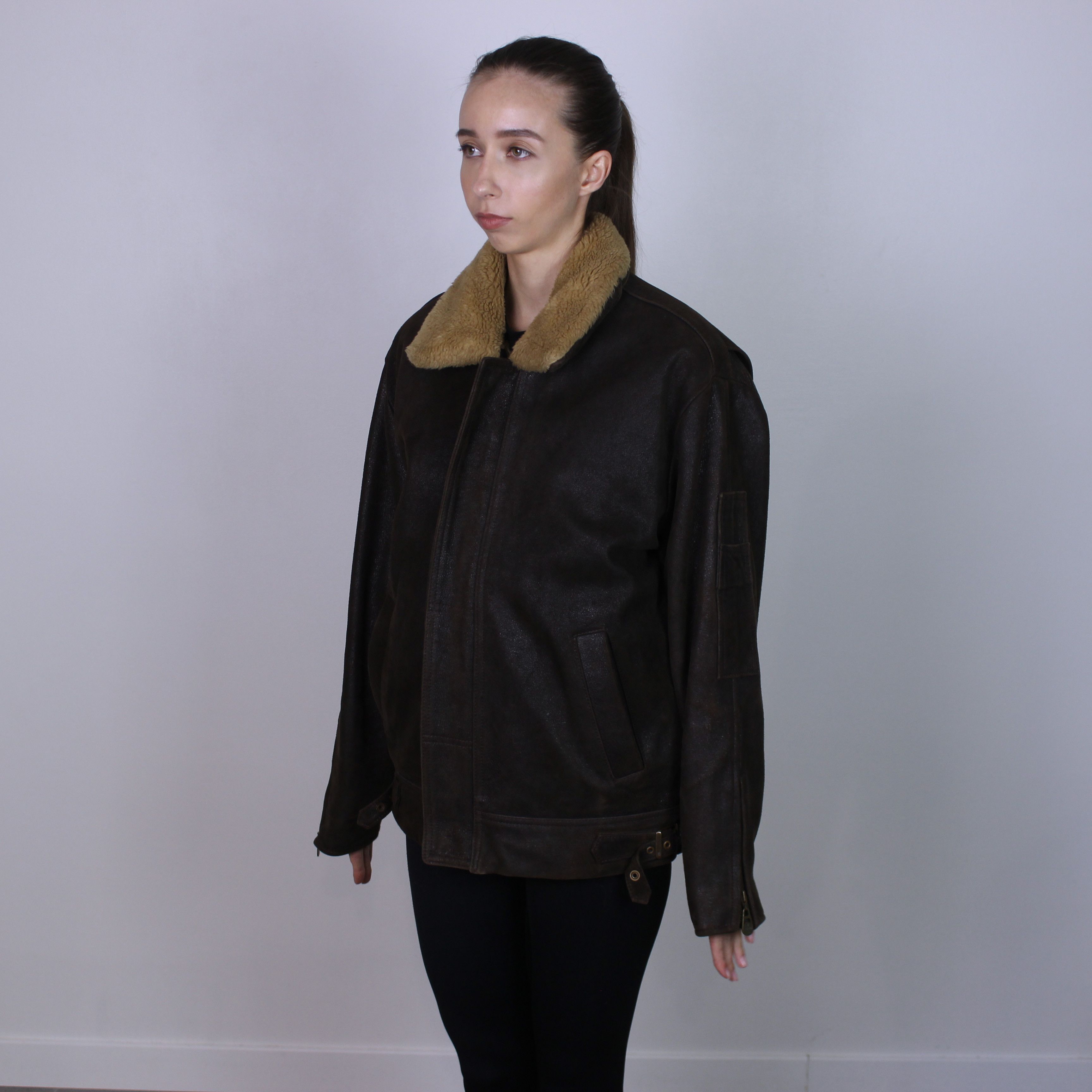 Leather Bassett heavy vintage aviator leather jacket winter M Size M / US 6-8 / IT 42-44 - 22 Thumbnail