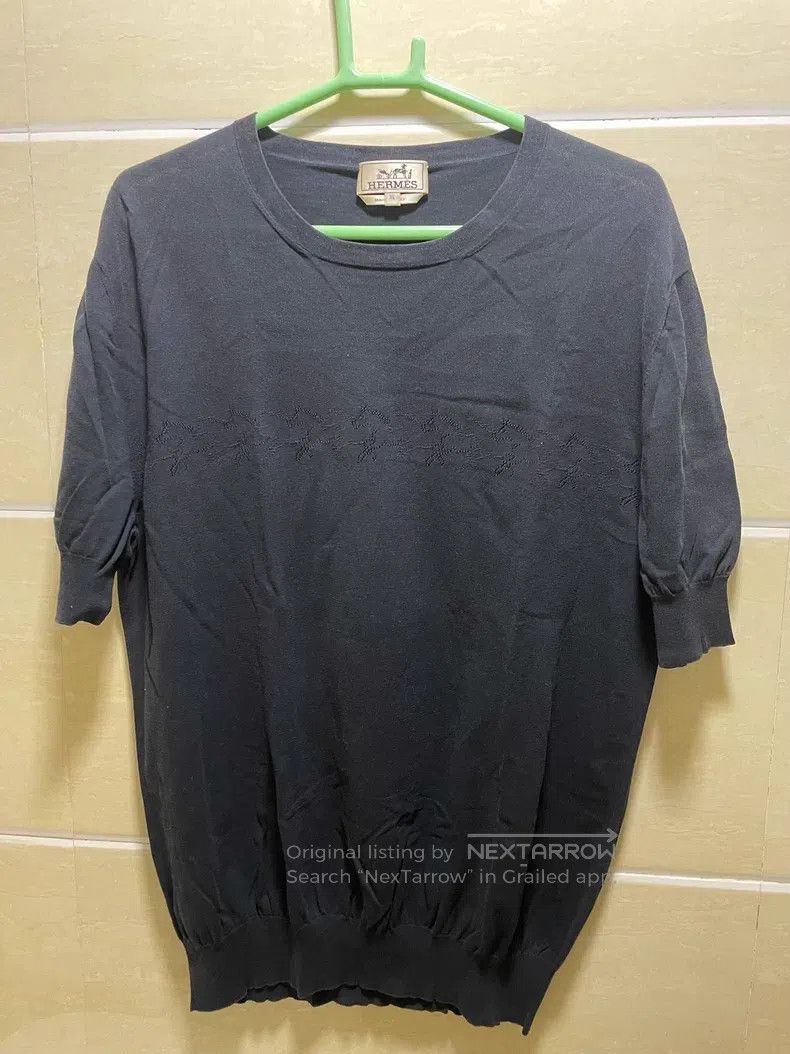 Hermes Hermes Knitted short-sleeve t-shirt with openwork battle h Size US XL / EU 56 / 4 - 1 Thumbnail