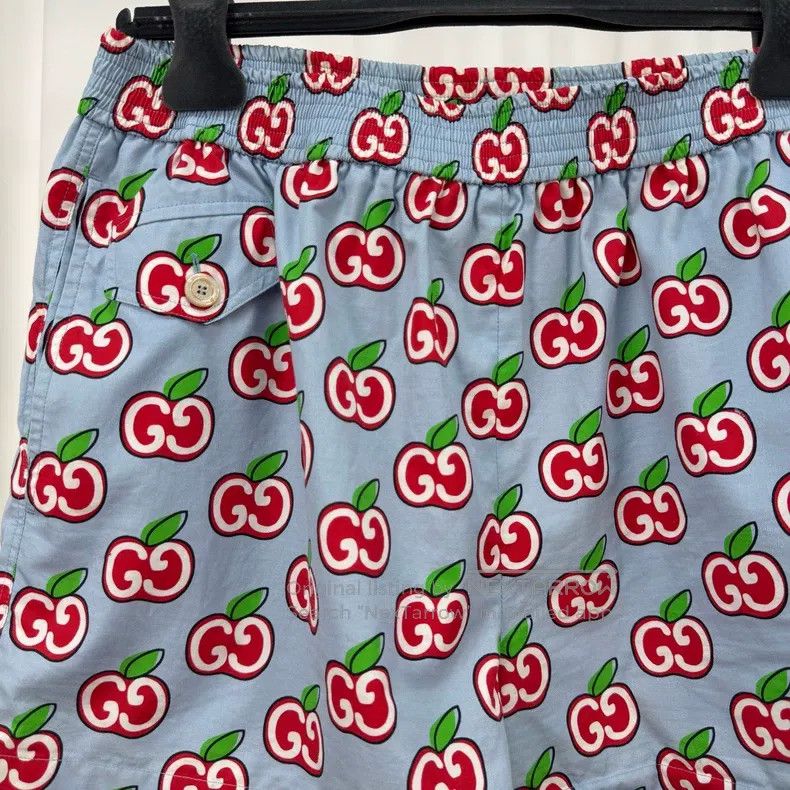 Gucci Gucci Light blue double G apple full print shorts Size US 28 / EU 44 - 3 Thumbnail