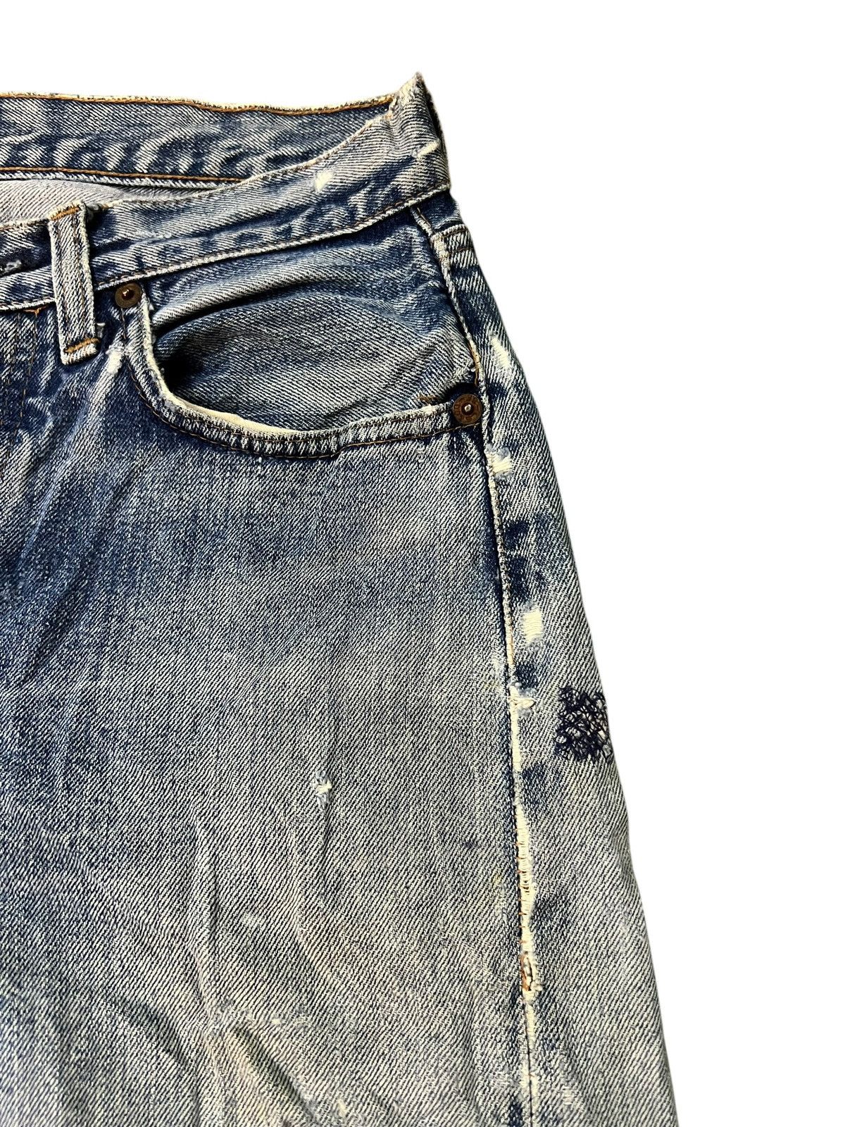 Levi's 70’s Distressed Thrashed Levis 501 Selvedge Rindem button#6 Size US 29 - 10 Thumbnail
