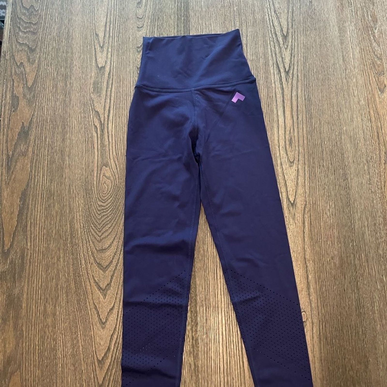 Vintage NWOT Tonal Womens Navy Blue High Waist Athletic Leggings XS Size 24" / US 00 / IT 34 - 2 Thumbnail