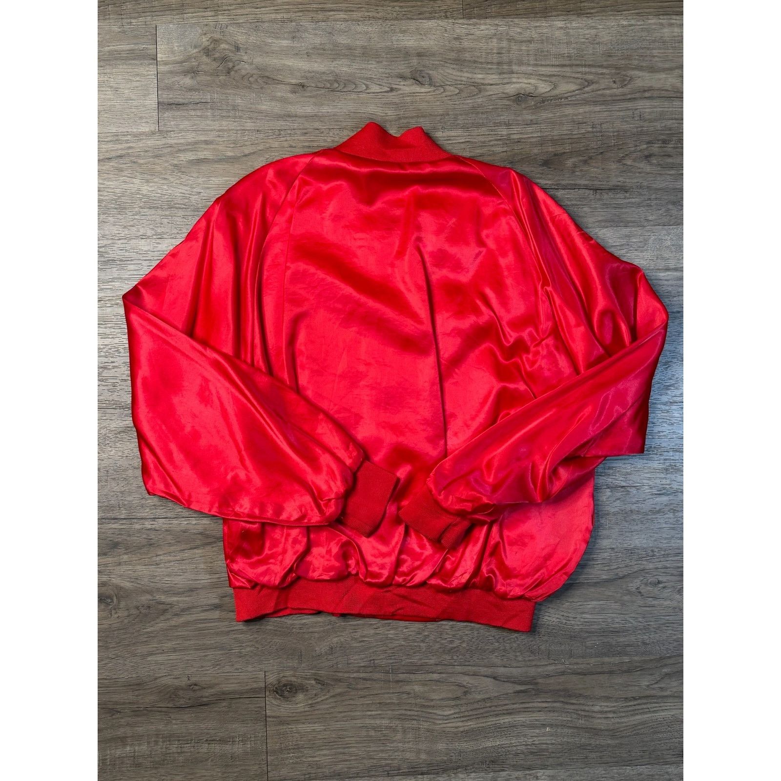 Vintage Vintage Leadline Red Satin Bomber Jacket Embroidered Logo XL Size US XL / EU 56 / 4 - 2 Thumbnail