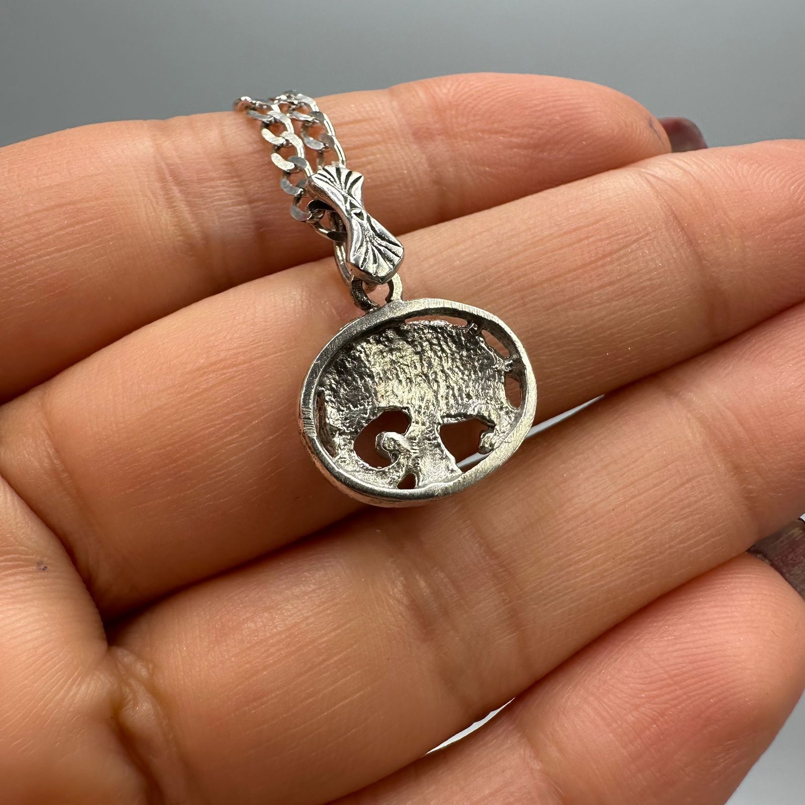 Sterling Silver Vintage Sterling Silver 925 Elephant Pendant Necklace Size ONE SIZE - 2 Thumbnail