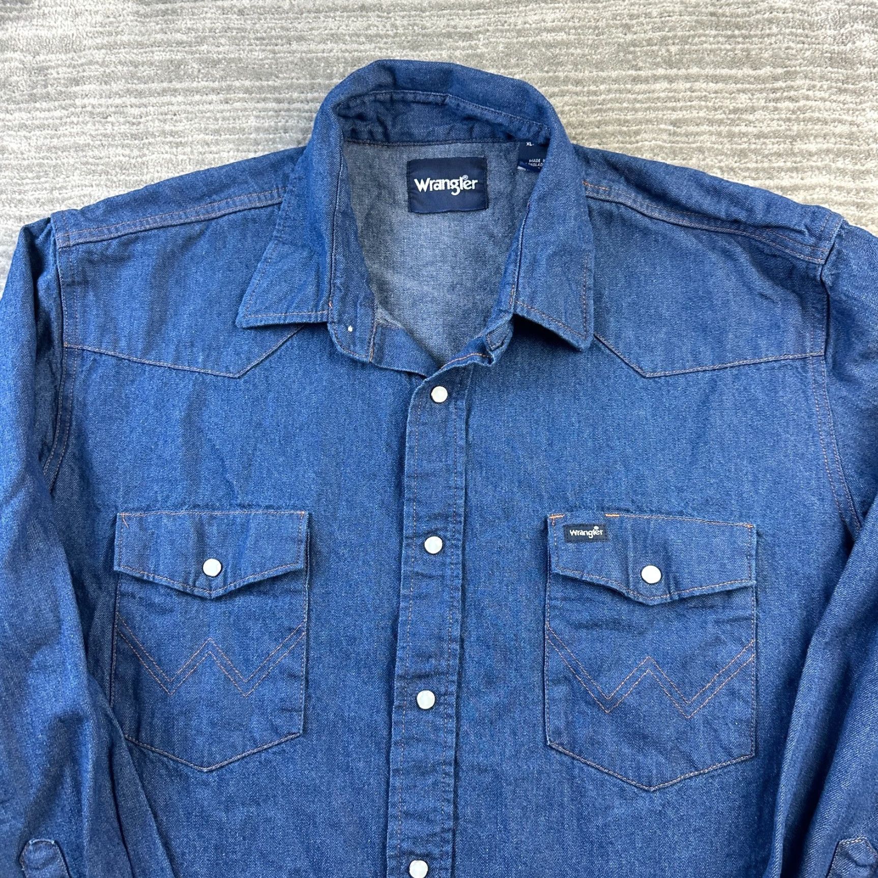 Wrangler Wrangler Shirt Mens Extra Large Western Blue Denim Jean Pearl Snap Size US XL / EU 56 / 4 - 4 Thumbnail
