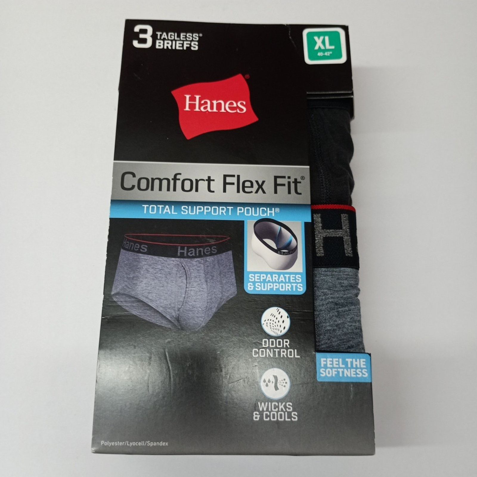 Hanes Hanes Tagless Briefs Comfort Flex Fit 3 Pack Men's XL 40-42" Size 40 - 1 Thumbnail