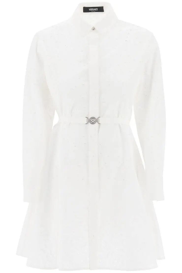 image of Versace O1S22I1N0324 Midi Dress In White, Women's (Size Small)