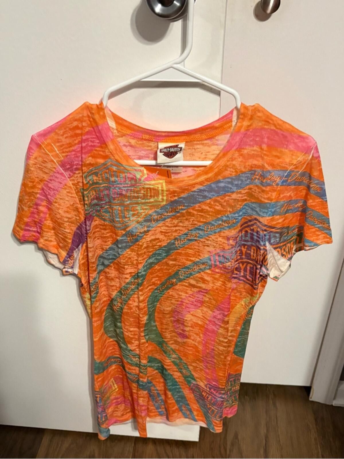 Harley Davidson Harley-Davidson Las Vegas Orange Multi-Color Graphic Tee Size L / US 10 / IT 46 - 1 Thumbnail
