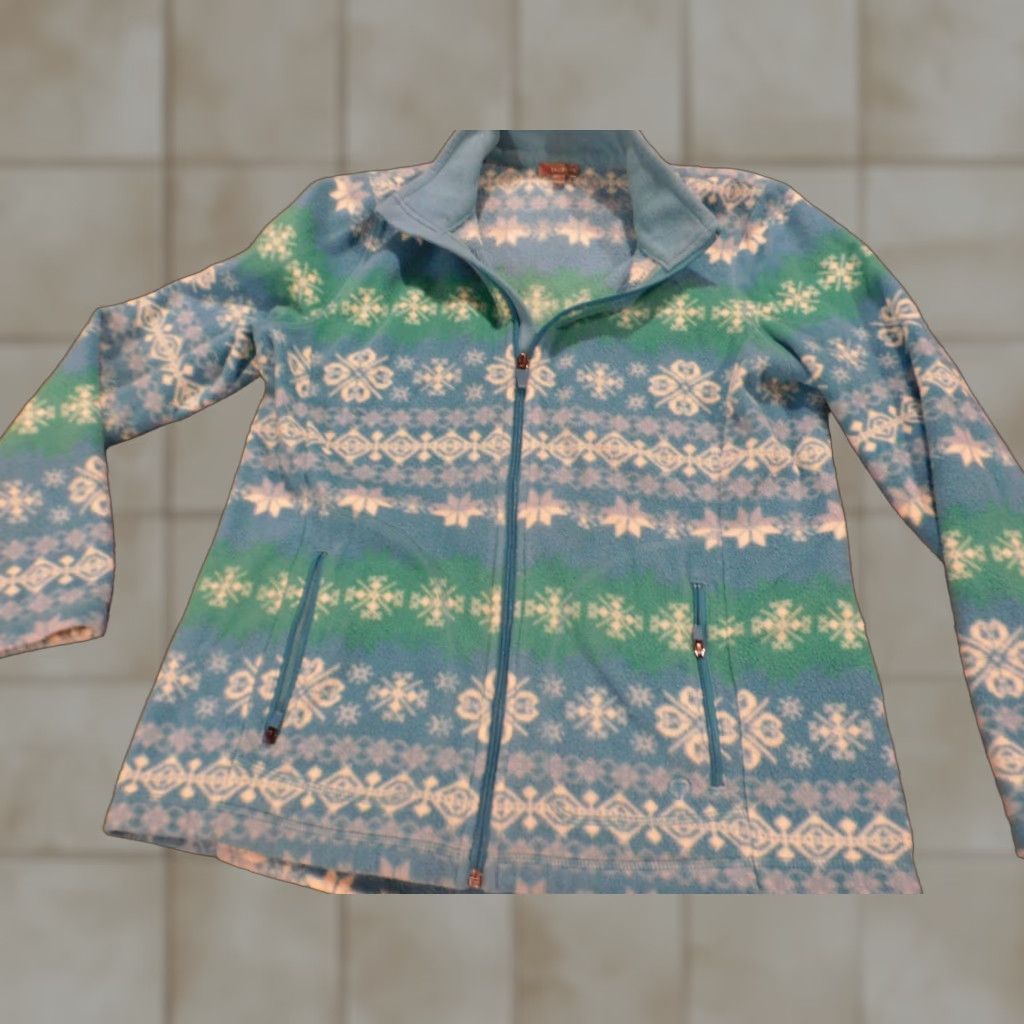 Talbots Talbots Jacket M Blue Fleece Striped Full Zip Women Regular Fit Holiday Spring Fall Vintage No Size M / US 6-8 / IT 42-44 - 1 Thumbnail