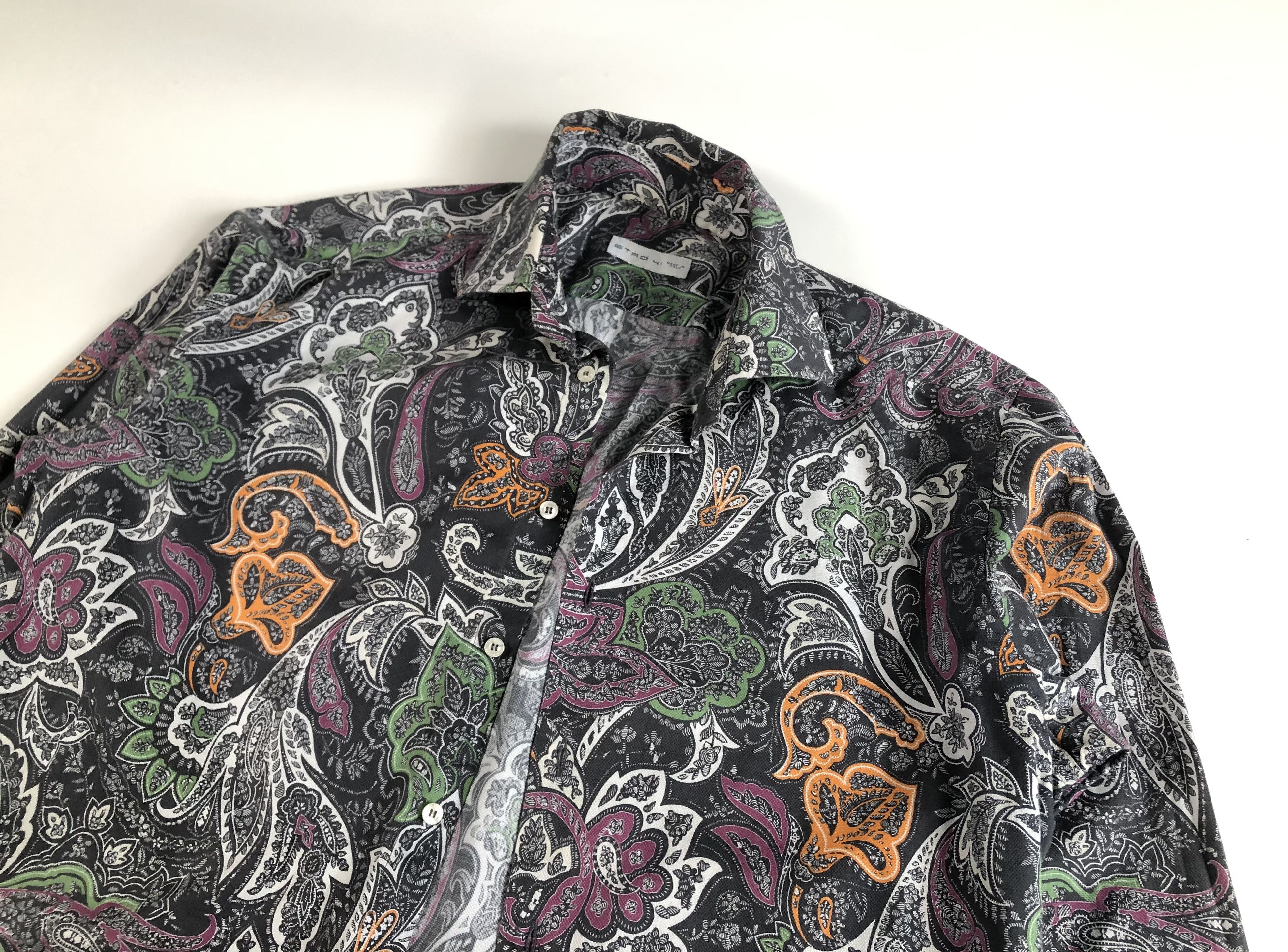 Etro Etro Multicolor Paisley Print Cotton Shirt Size US L / EU 52-54 / 3 - 2 Thumbnail