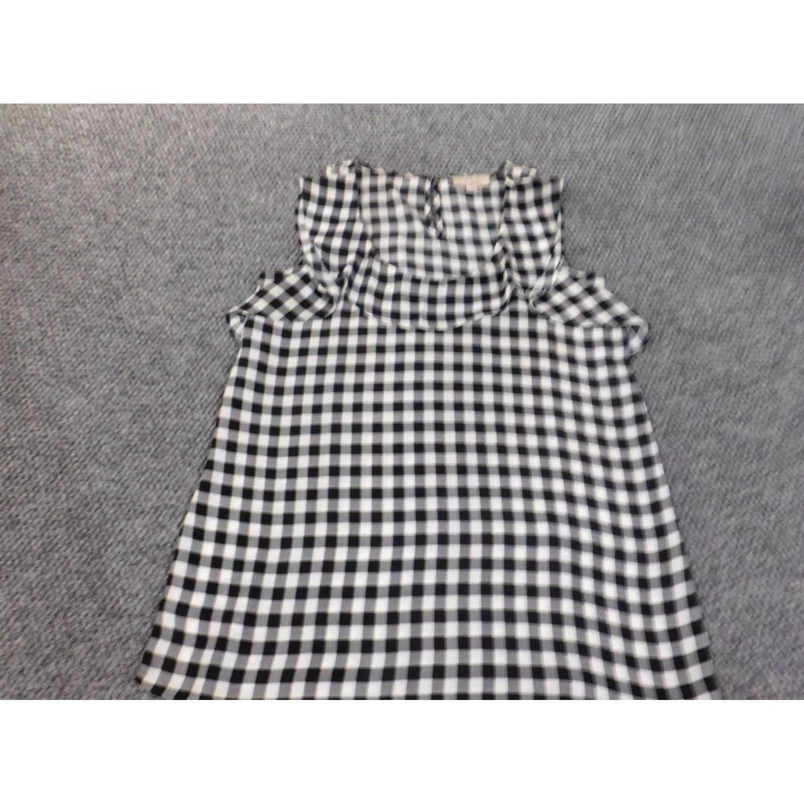 Ann Taylor Loft Blouse Shirt Womens Medium Gray Plaid Sleeveless Polyester Round Neck Casual Loft Top M Gray Casual Womens Ann Taylor Loft Size M / US 6-8 / IT 42-44 - 6 Thumbnail