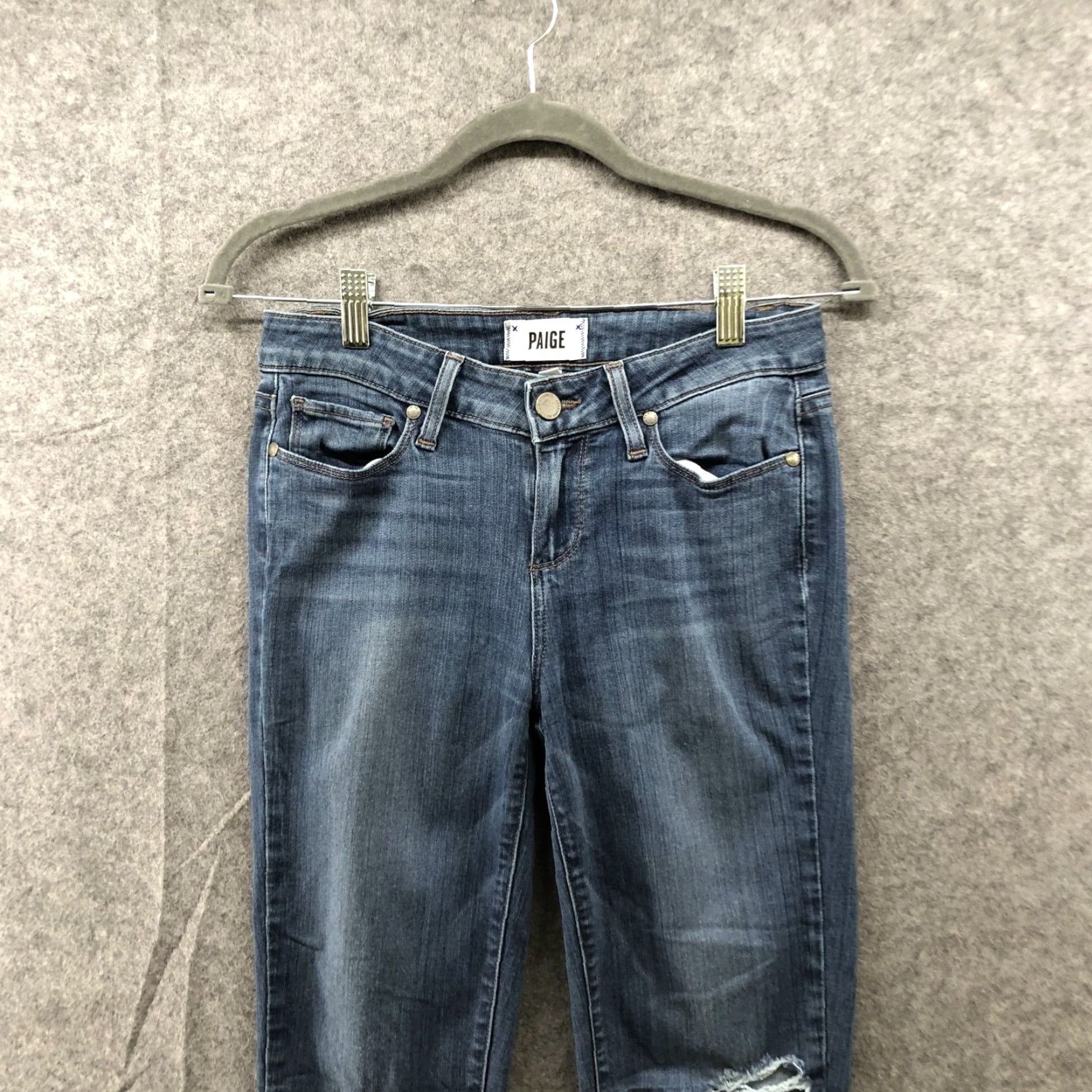 Paige Paige Jeans Womens 26 Ankle Skinny Distressed Blue Stretch Verdugo Denim Cotton Blend 5-Pocket Size 26" / US 2 / IT 38 - 3 Thumbnail