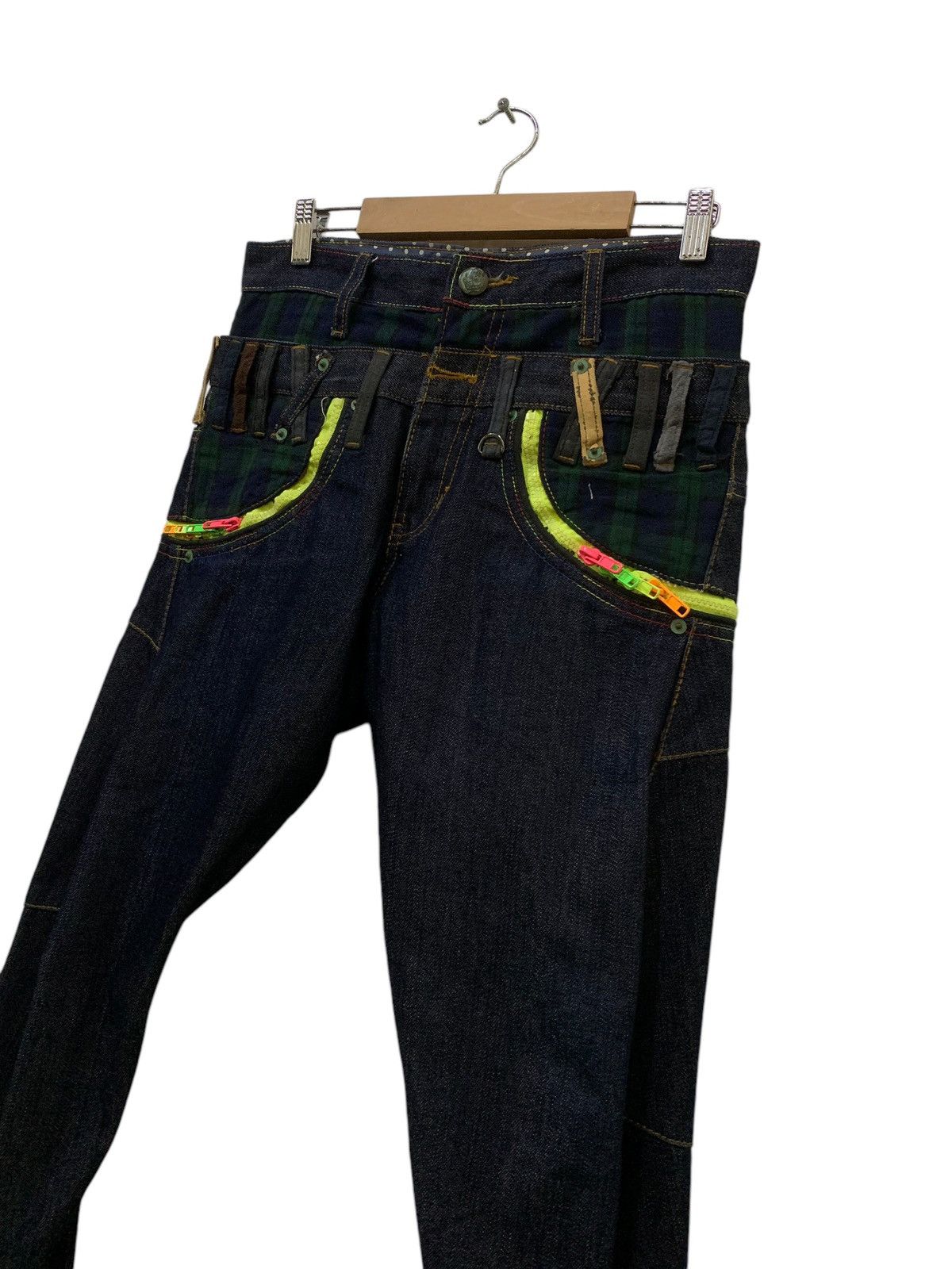 Japanese Brand Brithmint Japan Double Waist Neon Zipper Curved Leg Jeans Size US 30 / EU 46 - 5 Thumbnail