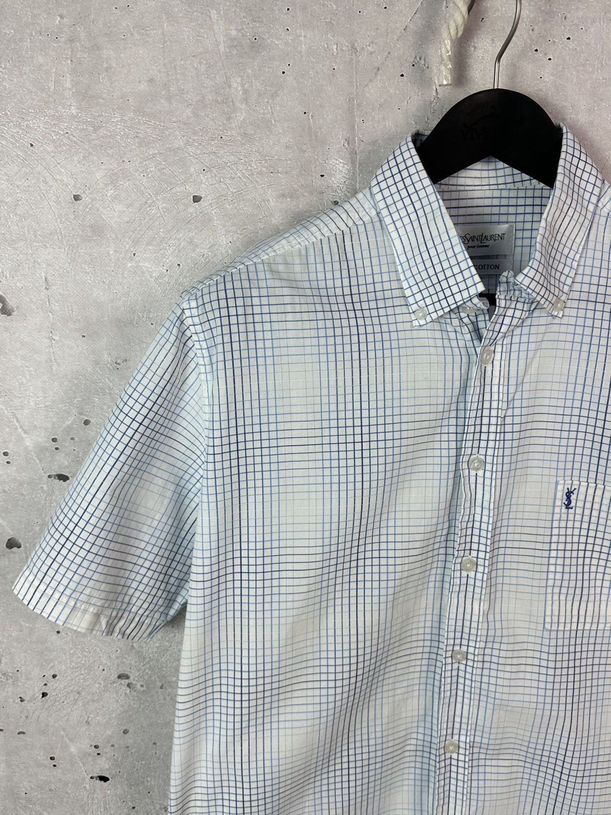 Yves Saint Laurent YSL Yves Saint Laurent Vintage Check Short Sleeve Shirt Size US M / EU 48-50 / 2 - 2 Thumbnail