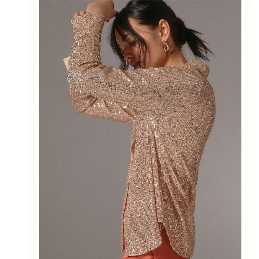 Anthropologie New Anthropologie Sunday in Brooklyn Sequin Buttondown SMALL Size S / US 4 / IT 40 - 4 Thumbnail