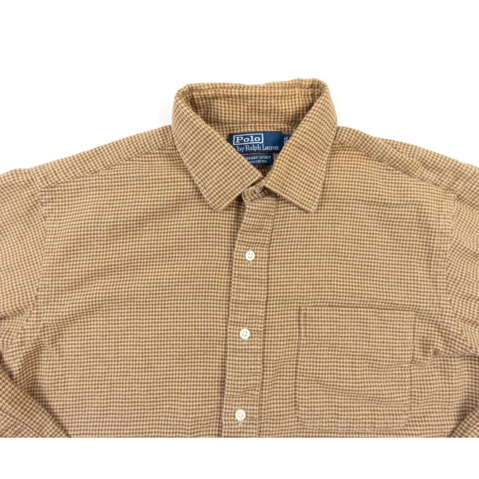 Polo Ralph Lauren Polo Ralph Lauren Men's Button-Up Shirt Large Beige Houndstooth Long Sleeve Curham Sport Preppy Size US L / EU 52-54 / 3 - 2 Thumbnail