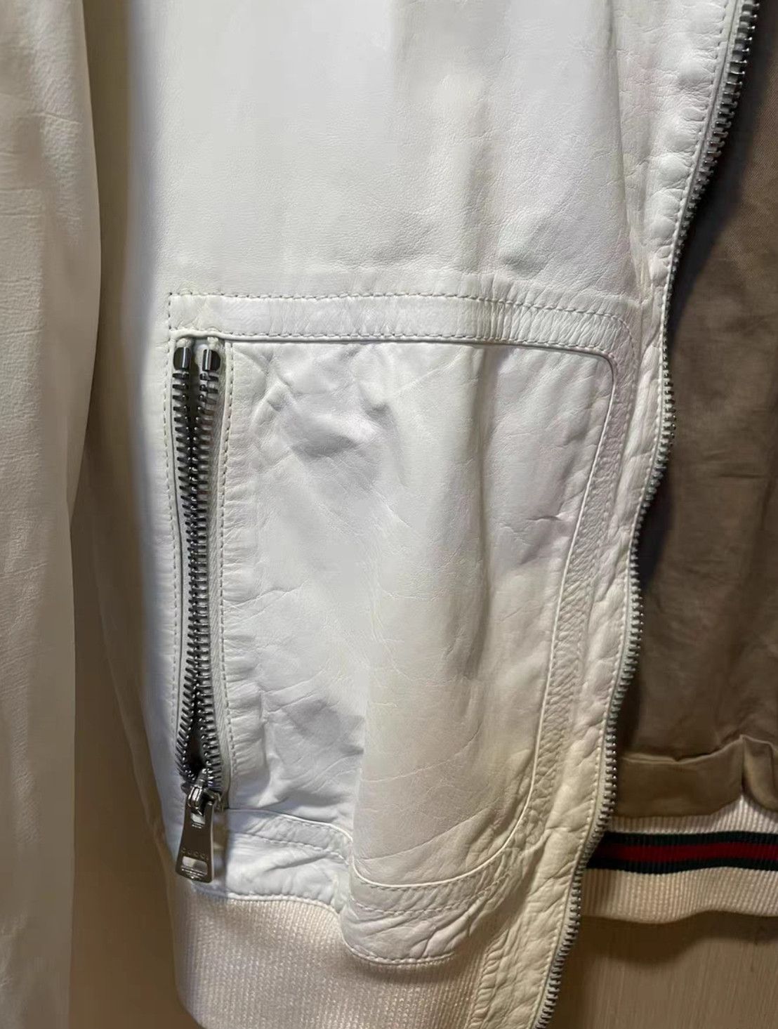 Gucci Gucci Cream Leather Bomber Jacket-2506 Size US M / EU 48-50 / 2 - 7 Thumbnail