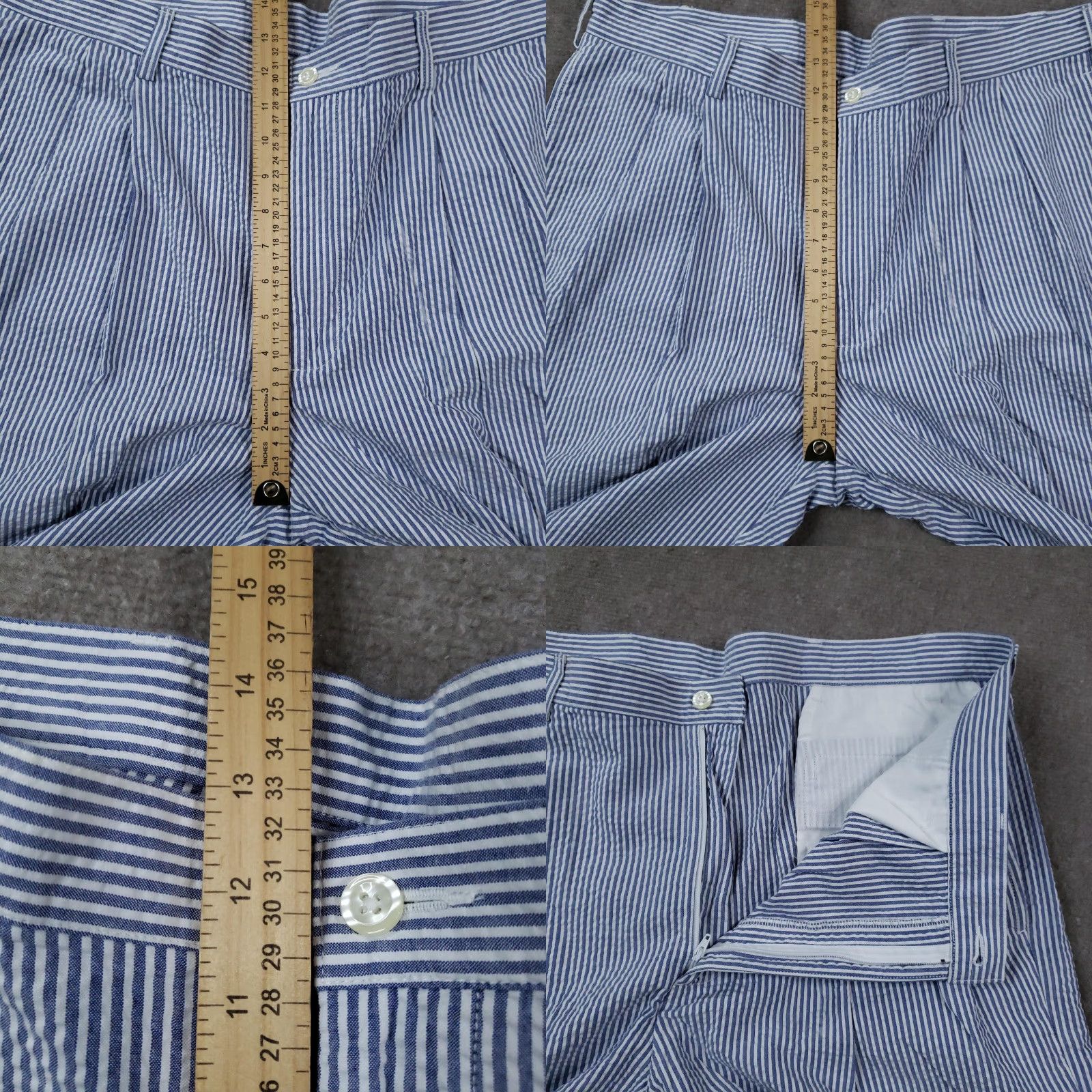 Jos. A. Bank Jos. A. Bank Shorts Mens 40 Blue White Seersucker Pleated Cotton Chino Casual Size US 40 / EU 56 - 8 Thumbnail