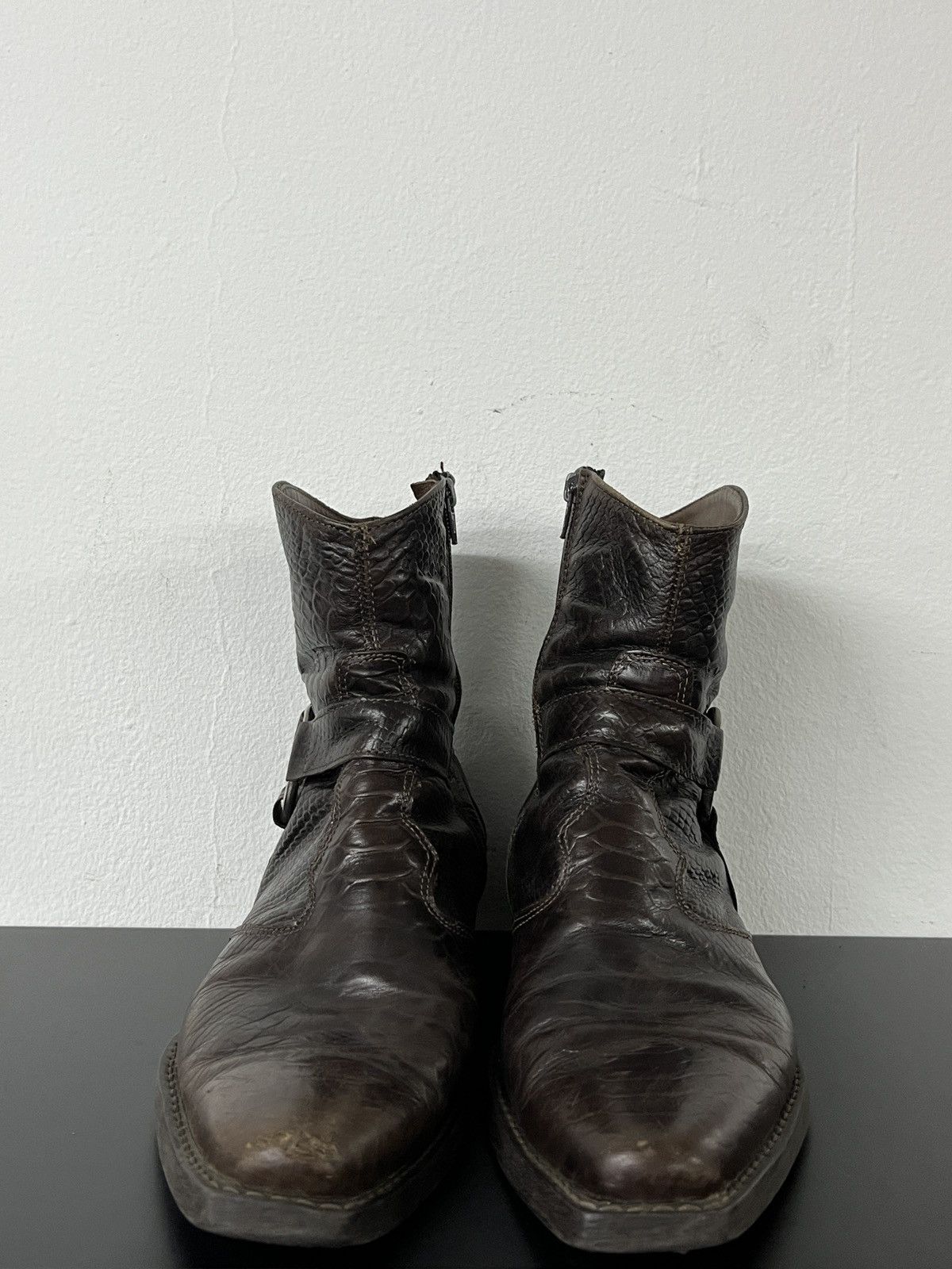 Hedi Slimane Leather Python Harness Boots Saint Laurent Wyatt Inspired Size US 9 / EU 42 - 3 Thumbnail