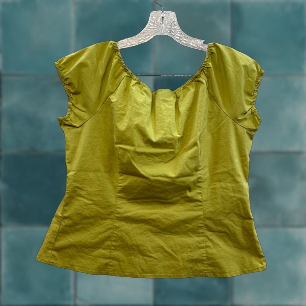 Vintage VINTAGE Y2K Milkmaid Peasant Shirt XL Green Cap Sleeve Cottagecore Coquette Fairy Womens Size XL / US 12-14 / IT 48-50 - 1 Thumbnail