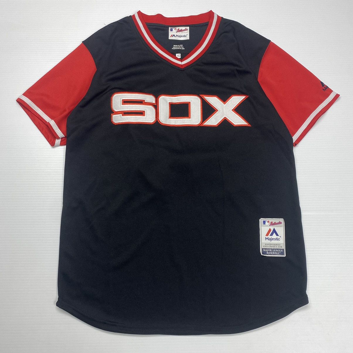 image of Made In USA x Majestic 2017 All Star Chicago White Sox Yoan Moncada Baseball Jersey in Black (Size 