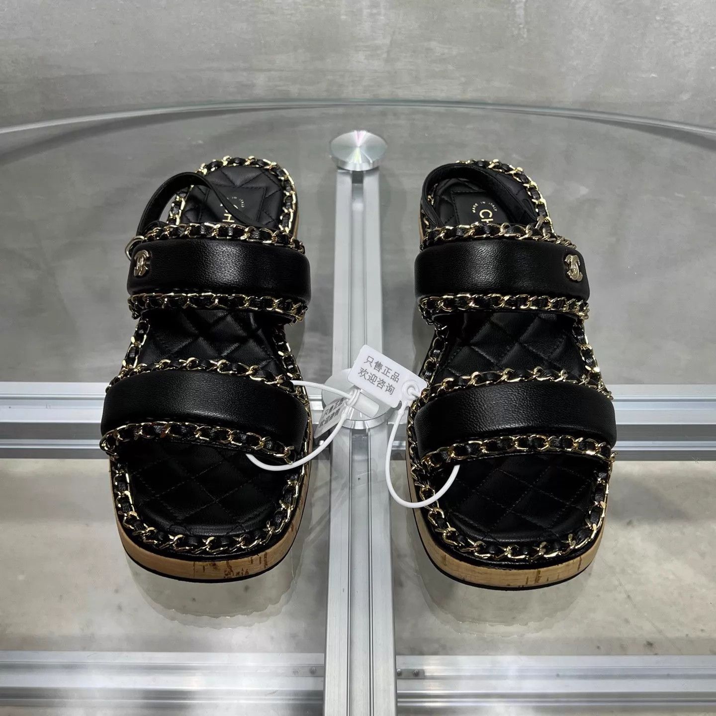Chanel Chanel Black Platform Chain Sandal 37 YH24605 Size US 6.5 / IT 36.5 - 1 Thumbnail
