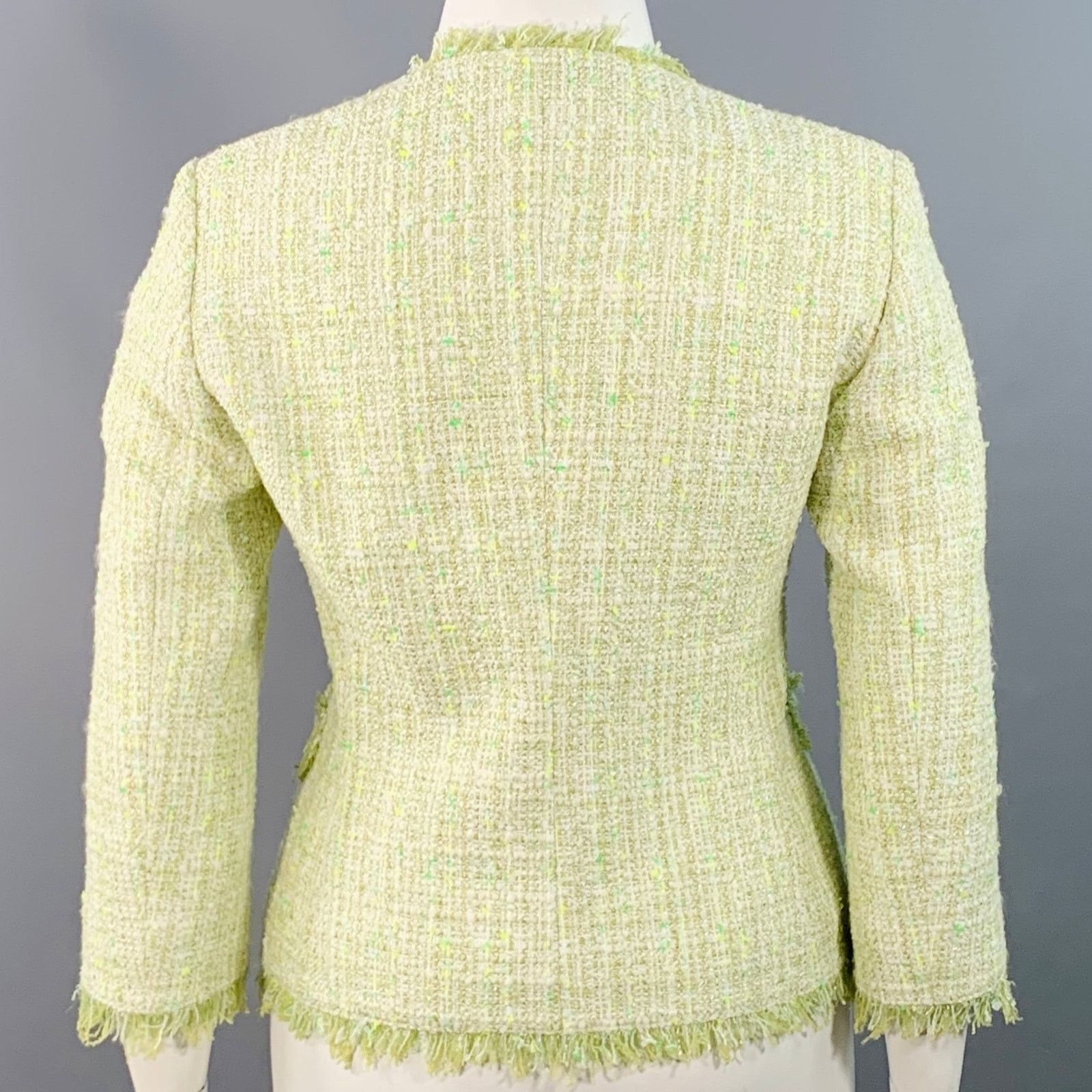 Tagliatore TAGLIATORE Green White Cotton Blend Tweed Jacket Blazer Size L / US 10 / IT 46 - 4 Thumbnail