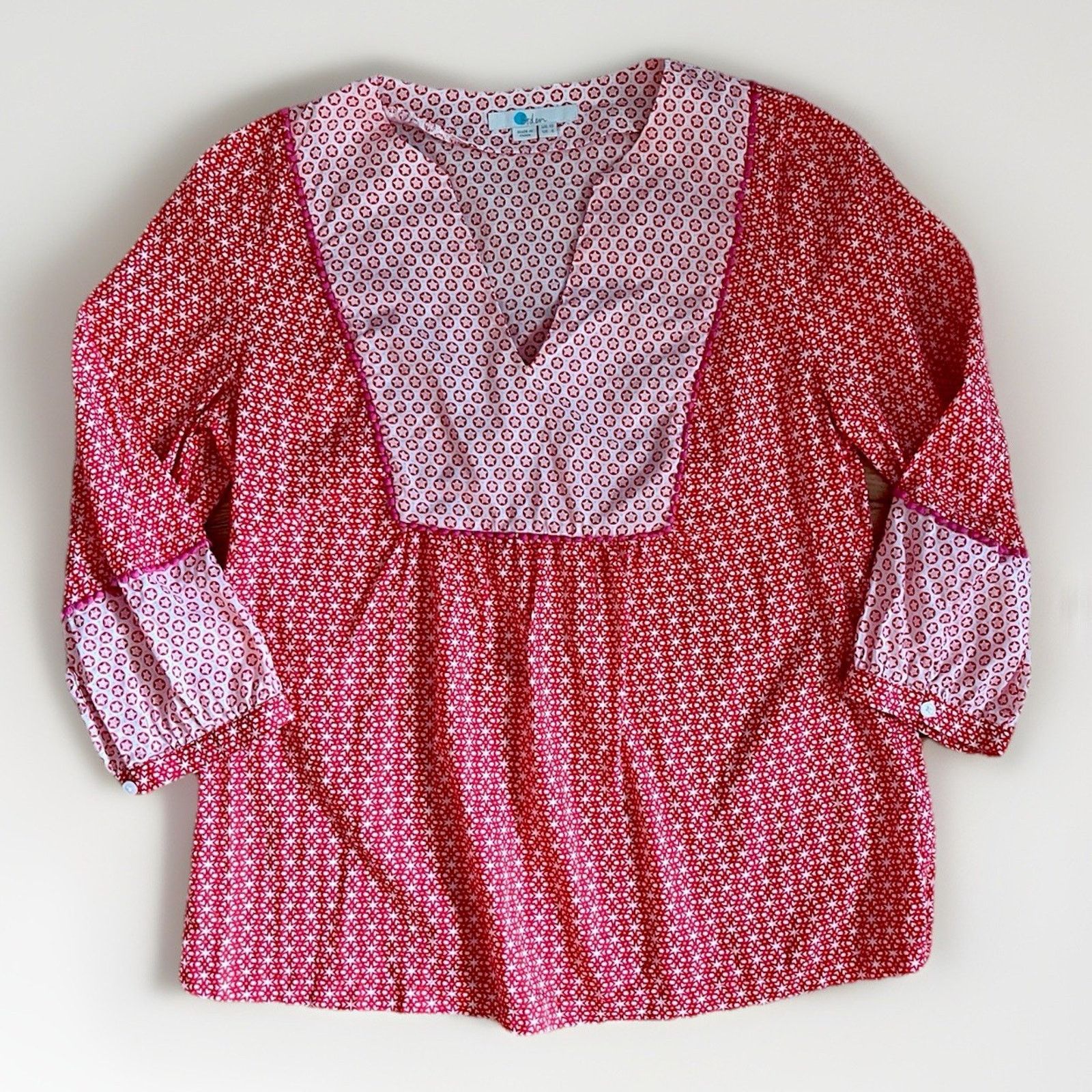 Boden Boden Top Womens Size 6 Red Pullover Boho Star Print Blouse Size M / US 6-8 / IT 42-44 - 1 Thumbnail