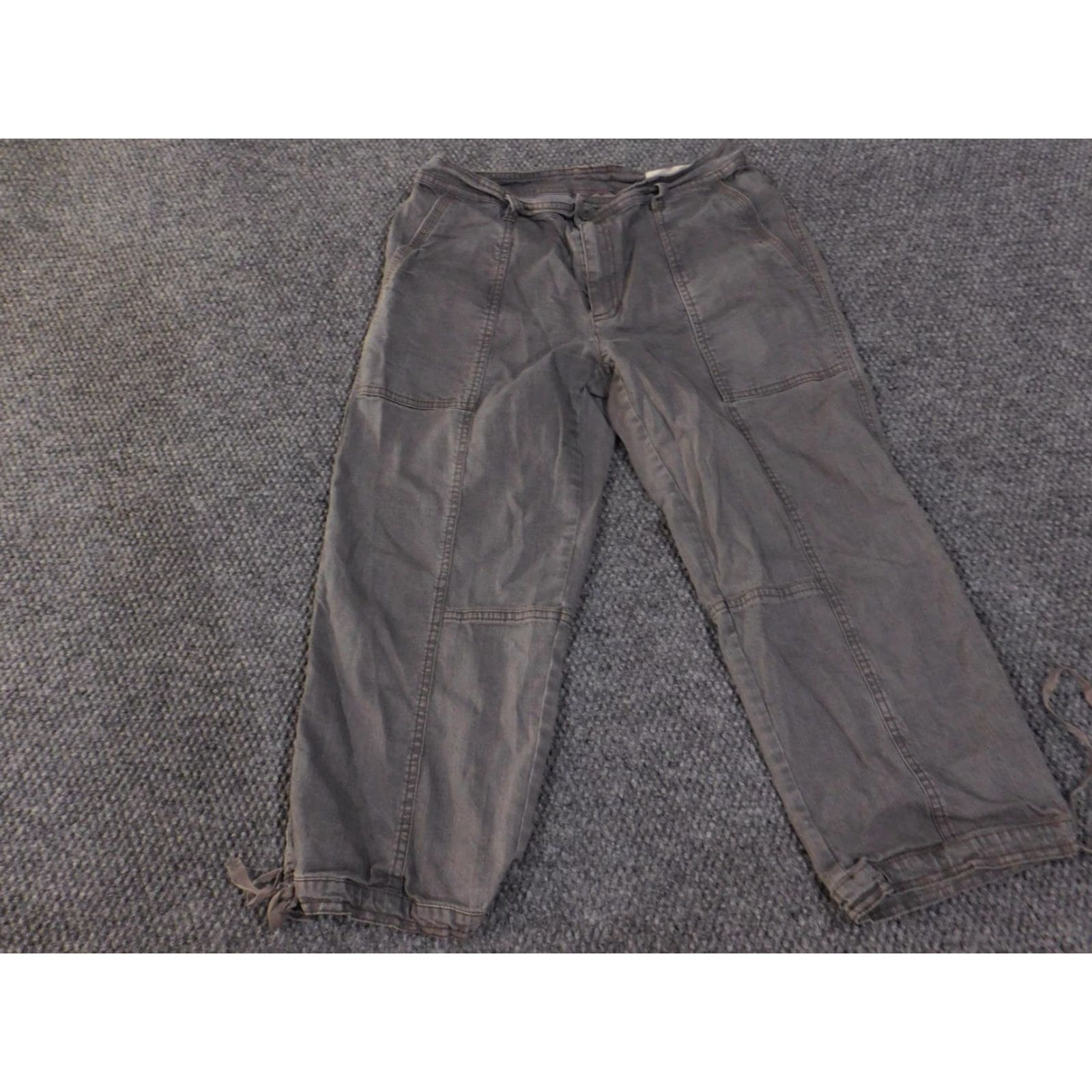 Eileen Fisher Eileen Fisher Pants Womens 10 Gray Made in USA Cropped Tie Hem Stretch Organic Size 32" / US 10 / IT 46 - 2 Thumbnail