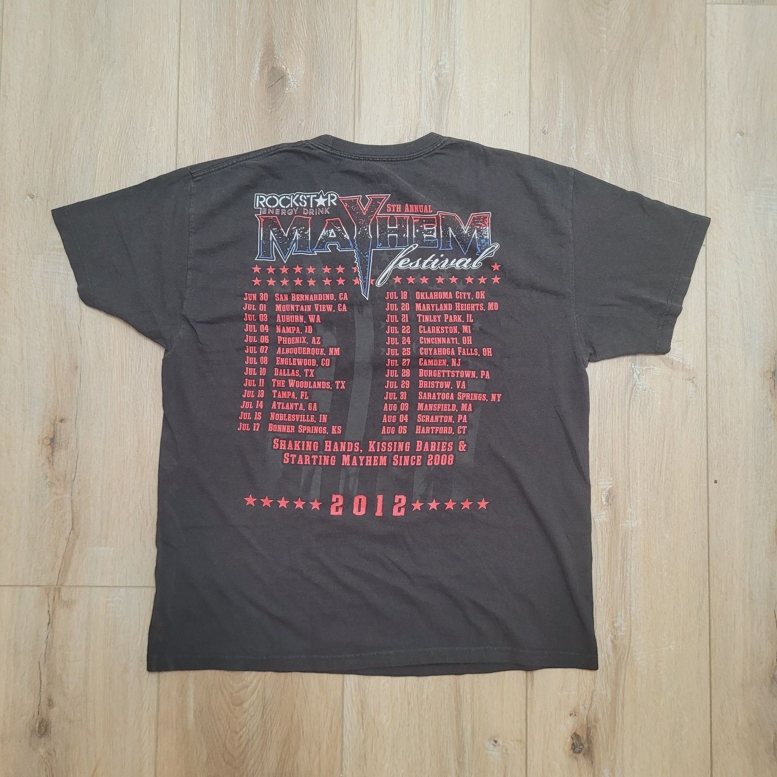 Hanes Rockstar Mayhem Festival 2012 Tour T-Shirt L Boxy Cropped Size US L / EU 52-54 / 3 - 4 Thumbnail