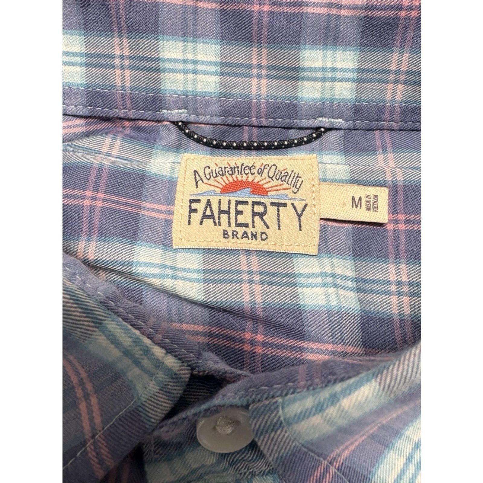 Faherty Faherty Performance Shirt Mens Medium Blue Pink Plaid Button Up Supima Nylon Blend Size US M / EU 48-50 / 2 - 4 Thumbnail