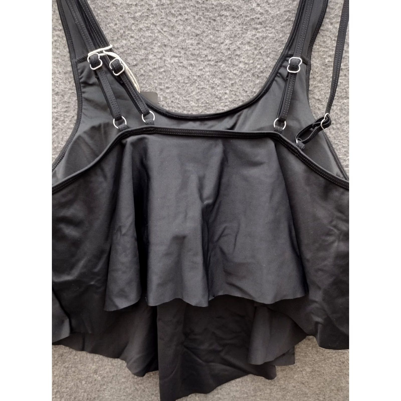 Swims Souqfone Black Top Women L Swim Bikini Top Ruffle Flounce Nylon Spandex Adjustable Strap Beach Summer Size L / US 10 / IT 46 - 3 Thumbnail
