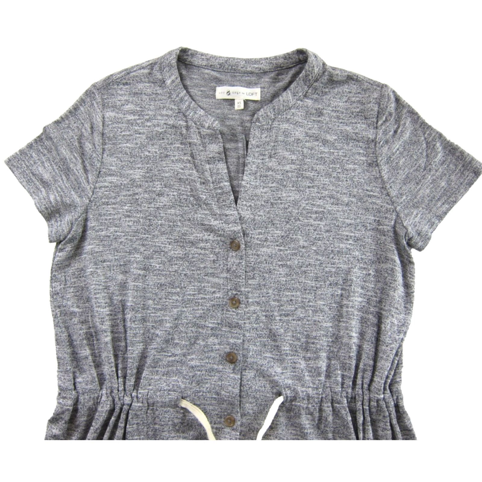 Lou & Grey NWT Lou & Grey Jersey Short Sleeve Button Down Cinch Waist Sheath Dress XS Shirt Dress Womens Grey Jersey Short Sleeve Cinch Waist Sheath Dress Size XS / US 0-2 / IT 36-38 - 4 Thumbnail
