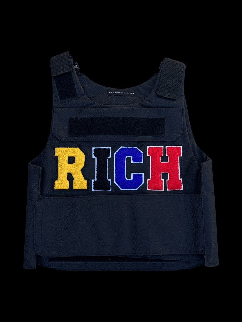 image of Twenty1Rich Multicolor “Rich” Vest in Black, Men's (Size Large)