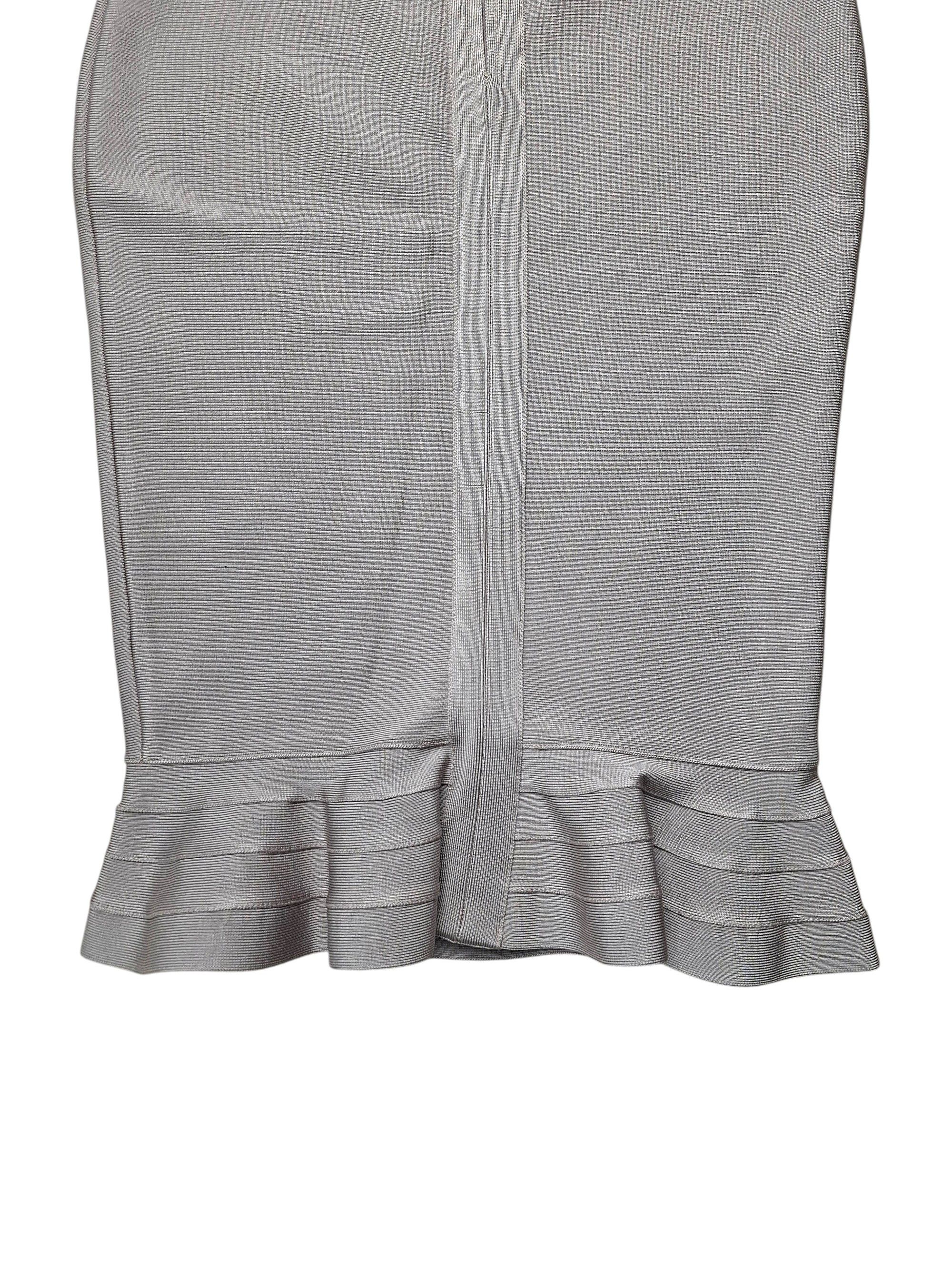 House of CB House of CB Taupe Bandage Midi Skirt Ruffle Hem Bodycon Size 30" / US 8 / IT 44 - 6 Thumbnail