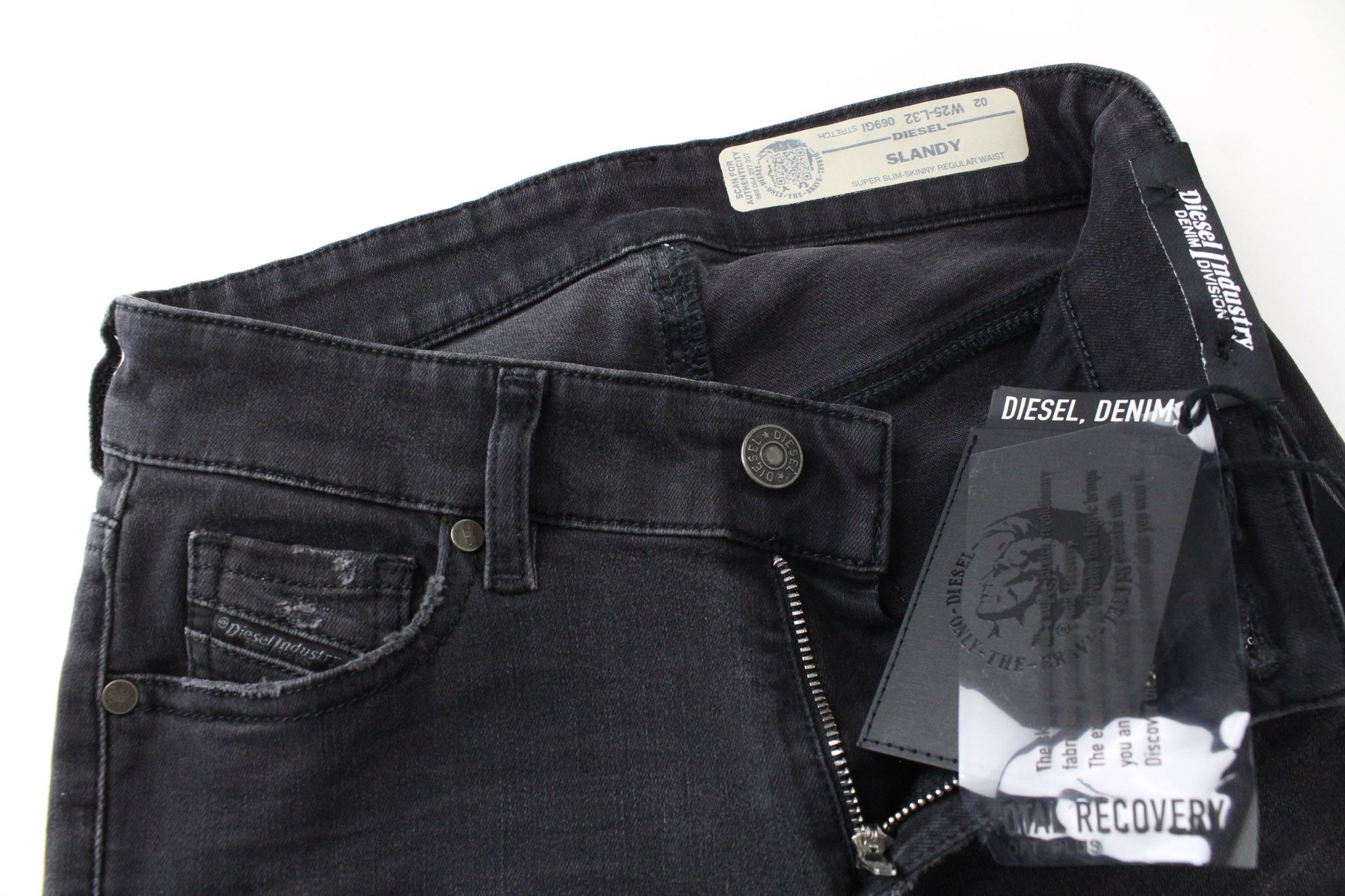 Diesel SLANDY 069GI W25/L32 Grey Distress Jeans 71334 Size 25" / US 0 / IT 36 - 4 Thumbnail