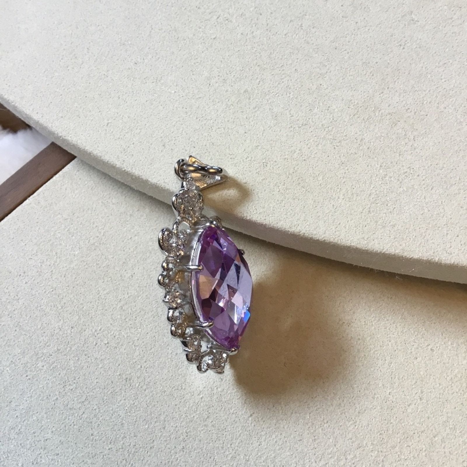 Other Sterling Silver Purple Crystal Statement Pendant Size ONE SIZE - 12 Thumbnail
