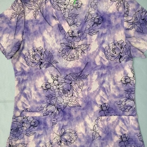 Other GT Performance Womens Medium Scrub Top Purple White Med Flor Size M / US 6-8 / IT 42-44 - 11 Thumbnail