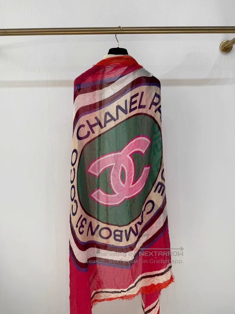 Chanel Chanel Large logo thin silk cashmere large scarf Size ONE SIZE - 6 Thumbnail