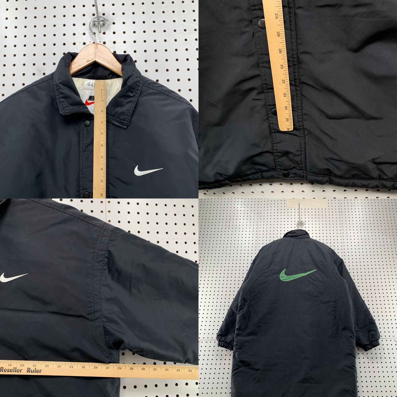 Nike VINTAGE Nike Coat Jacket Mens Large Black Green Swoosh Insulated Long Jacket Size US L / EU 52-54 / 3 - 8 Thumbnail