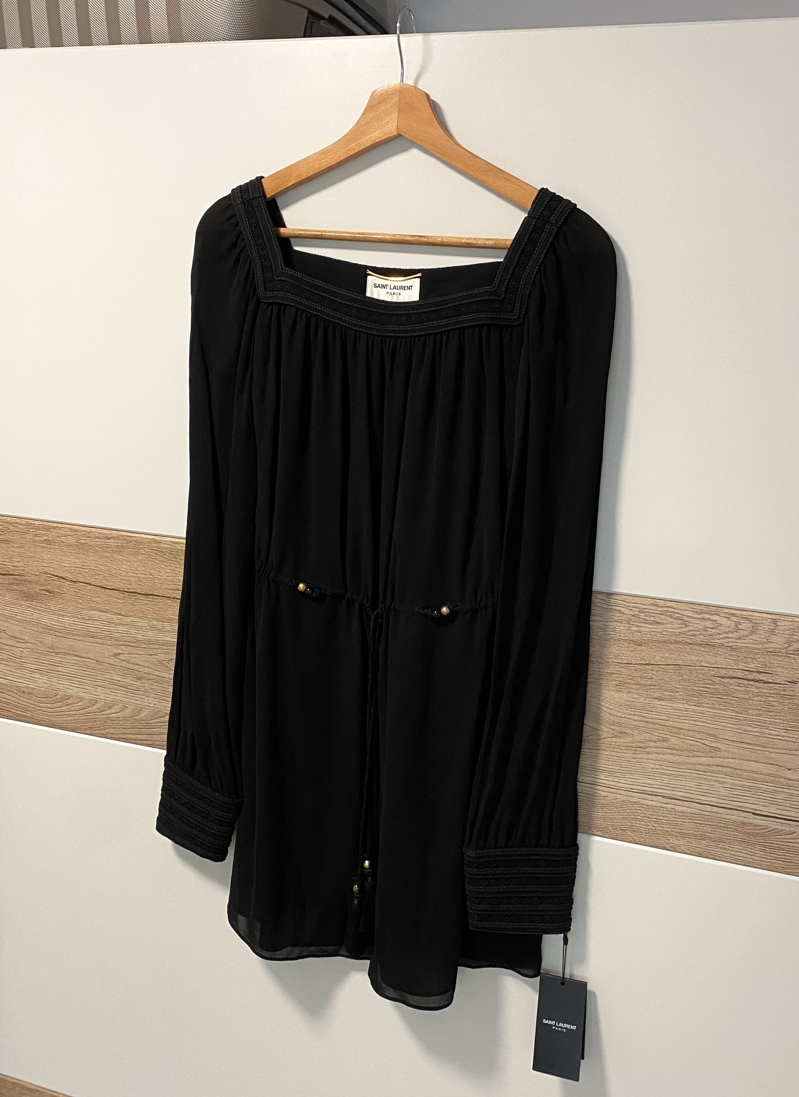 Saint Laurent Paris SAINT LAURENT 3690$ Embroidered Dress In Black Silk Crepe Size S / US 4 / IT 40 - 18 Thumbnail